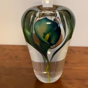 Vintage Hand Blown Glass Perfume Bottle - Calla Lilies -Charles Lotton